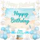 Kreatwow Beach Shell Birthday Party Decorations Beach Seashell Birthday Backdrop Banner Sea Shell Party Decoration Seashell Starfish Hanging Swirl Honeycomb Centerpiece Coastal Shellfish Balloon Decor