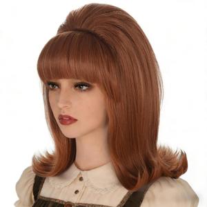 Coraline Womens Flip Wig 70s 60s Retro Beehive Style Bouffant Vintage Look Wig Costume Women Wig wtih Bang (Ginger)