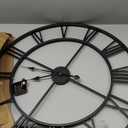 Antique Tower 30 inch Large Roman Numeral Wall Clock, Indoor Outdoor Patio Waterproof Oversized Decorative Contemporary Clock, Antique Black Metal Wall Clock Battery Operated Retro Art Hanging Clock,3