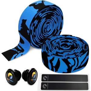 TOPCABIN Comfort Gel Road Bike EVA Handlebar Tape Bike Bar Tape Camouflage Series Tape with Reflective Bar Plugs