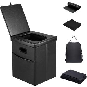Panmout 16.5" XL Portable Toilet for Camping, Foldable Travel Toilet for Adults with Cushioned Seat, Heavy Duty 190lbs Capacity Commode for Car, Road Trip, Outdoor Emergency & Bedside Support