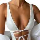 UCadego Women's Metallic Snakeskin One Piece Swimsuits Rave Outfit Bathing Suits White S