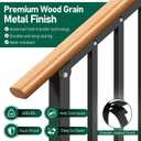 Hand Rails for Outdoor Steps 4-Step Railing Metal Wood-Grain