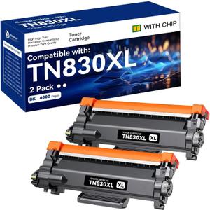 TN830XL Toner Cartridge High Yield Replacement for Brother TN830 TN-830 TN830 XL TN-830XL use with HL-L2460DW DCP-L2640DW HL-L2405W MFC-L2820DW HL-L2480DW Printer (2 Black)
