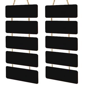 Double Sided Hanging Chalkboard Signs Wooden Erasable Message Board Rustic Chalkboard Hanging Signs Rectangle Message Memo Display with Rope for Wedding Bar Restaurant Kitchen Wall(2 Set)
