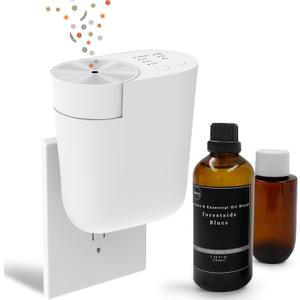 Plug-in Wall Diffuser | Waterless Essential Oil Aroma Diffuser | Portable Mini Home Scent Machine for Large Room | Aromatherapy Kit with 100ml Oil & Refill Bottle | White | Gift