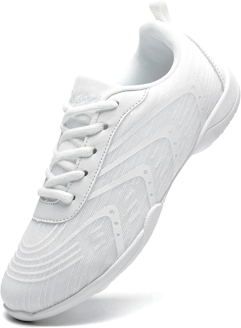 Cheer Shoes White Womens Cheerleading Shoes Youth Girls Athletic Training Breathable Lightweight Competition Comfortable Sneakers Size (7.5)