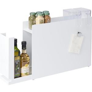 YAMAZAKI Home Sliding Drawer Seasoning Rack Pull Out Spice Rack for Countertop, Steel Kitchen Organizer with Magnetic Panels, Modern Spice Storage Drawer, White, Easy Access Design