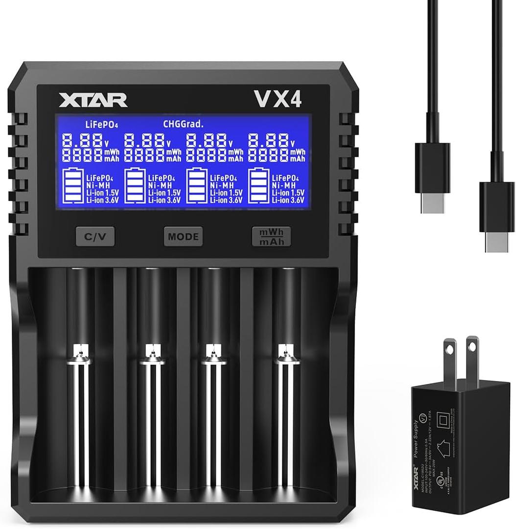 XTAR VX4 Visible Mixer 1.5V/3.6V/3.7V Li-Ion 3.2V LiFePO4 1.2V Ni-MH Batteries Charger and Battery Capacity Tester XTAR VX4 Visible Mixer 1.5V/3.6V/3.7V Li-Ion 3.2V LiFePO4 1.2V Ni-MH Batteries Charger and Battery Capacity Tester