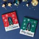 2 x Double-Sided Christmas Tabletop Sign with Doorway & Mini Xmas Tree, Festive Wood Decor for Desk, Shelf, Mantle, Tray - Xmas Village Display Centerpiece(Christmas tree)