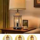 23.75" Farmhouse Table Lamps USB A+C Charging Ports 3-Way Dimmable Touch Control Lamp Nightlight Vintage Modern Lamp for Living Room Bedroom with 2 Light Sources (Wood)