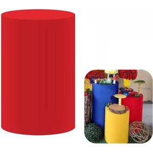 Red Pedestal Cover for Princess Snow Birthday Party Decoration White Fairy Tale Plinth Cover Cylinder Cover Event Props (26" (Round))