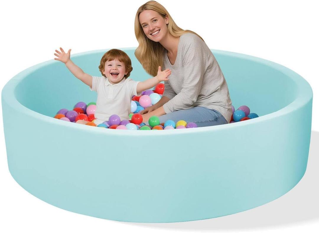 Memory Foam Ball Pit for Kids, Soft Ball Pool Round Ball Pit for Toddlers Play(Balls are NOT Included) (Light Blue, 128CM/50.4IN), 51.2 IN