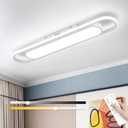 ADISUN Modern LED Ceiling Light, Semi Flush Mount Ceiling Light with Remote Control, 31.5in, 42W, Dimmable, White Linear Ceiling Lamp for Living Room, Kitchen, Bedroom