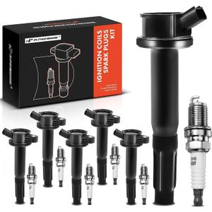 A-Premium Ignition Coils and Spark Plugs Kits Compatible with Ford Fusion 2006-2012, Escape 2009-2012 & Lincoln Zephyr 2006 & Mercury Mariner 2009-2011, Milan 2006-2011, 3.0L 6-PC Set