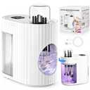 Electric Makeup Brush Cleaner Machine, Automatic Cleaning Fast Drying | 3-IN-1 1200RPM High-speed Spinning, Adjustable Timer, LED Display, 7 Slots for All Brush Sizes, USB Powered, Pure White