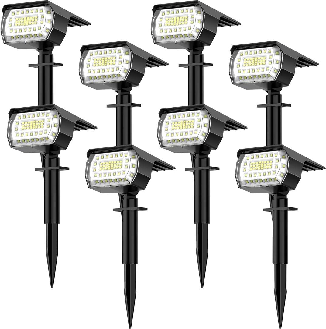 LANSOW Solar Spot Lights Outdoor, [8 Pack/57 LED] 2-in-1 Solar Landscape Spotlights, 3 Modes IP65 Waterproof Dusk to Dawn Solar Powered Flood Wall Lights for Outside Yard Garden Pathway(Cool White)