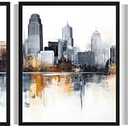 Kansas City Missouri Art Print Poster, (Set of 4) Skyline Abstract Wall Art Painting for Bedroom Living Room Office Decor AAA16 (Kansas City Missouri, 8 x 10 inches (4 Panels), Unframed)
