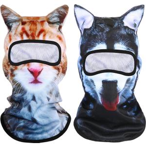 Shyyween 3D Cat Ski Mask Dog Balaclava Sheisty Breathable Cycling Mask Ice Silk Face Cover for Sunscreen Protection Outdoor