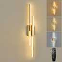 Benkut Modern LED Wall Sconce Gold Remote Wall Light Fixtures for Bathroom, Dimmable Vanity Light Indoor LED Remote Wall Sconce for Living Dining Room Bedside Bedroom (3000-6500K 35.4inch)