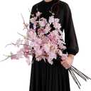 Artificial Cherry Blossom Branches 27.6In Silk Cherry Blossom Branches Long Stem Artificial Flowers for Tall Vase, for Home Decor, Weddings Decor, Parties & Festival Gifts 8PCS Pinkish White