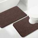 Bathroom Rugs Chenille, Extra Thick and Absorbent, Non-Slip, Machine Washable, Dry Quckily, Soft Cozy Plush, Used Under Shower Bathtub and Sink, Bath Mat Sets Coffee, 20 x 32 inch + 20 x 20 inch
