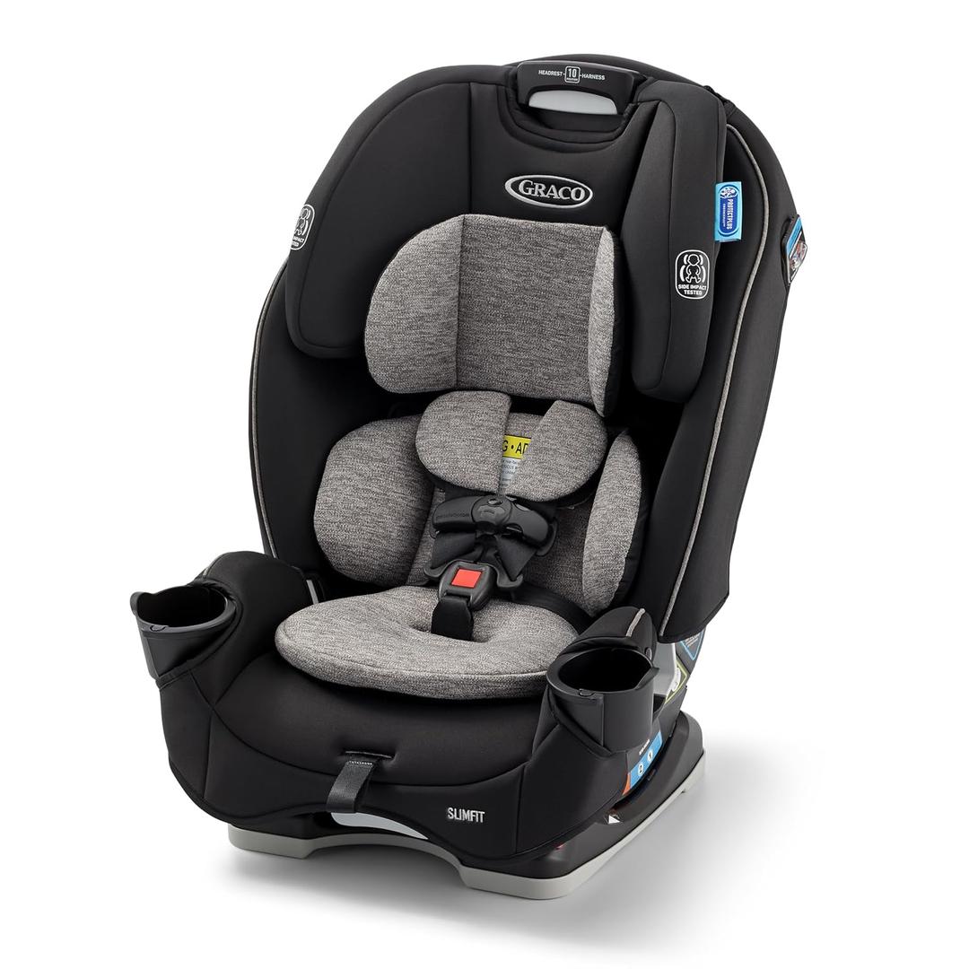 Graco Slimfit 3-in-1 Convertible Car Seat, Slim Car Seat with Space-Saving Design, Highback Booster Seat with 10-Position Headrest, Rear Facing and Forward Facing Carseat, Jarret. Manufacturing date: 01/28/2026