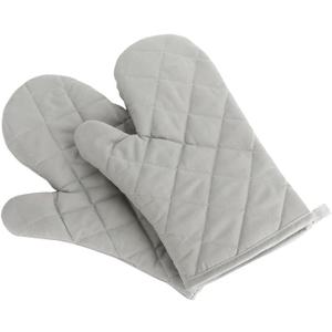 Oven Mitts, Premium Heat Resistant Kitchen Gloves Cotton & Polyester Quilted Oversized Mittens, New Gray