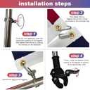 Bradford American Boat Flag Pole Kits Small American Flag with Retractable Flagpole, Strong Stainless Steel Pole Accessories for Boats, Yachts, Ships, Bikes, RVs