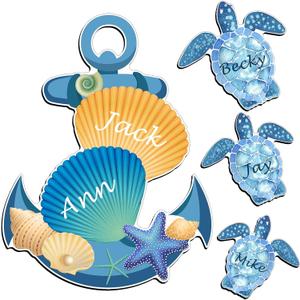 Kanayu 4 Pcs Cruise Ship Door Decorations Cruise Ship Door Magnets Large Anchor Magnetic Sea Turtle Sea Shells Stickers Funny Magnets for Carnival Cabin Fridge Car