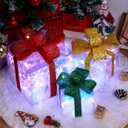 Set of 3 Lighted Gift Boxes Christmas Decorations - Christmas Lighted Gift Boxes Light up Xmas Present Ornament for Tree Indoor Outdoor Yard Holiday Door(Crystal)