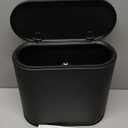Sooyee 10 Liter Rectangular Plastic Trash Can Wastebasket with Press Type Lid,2.4 Gallon Garbage Container Bin for Bathroom,Powder Room,Bedroom,Kitchen,Craft Room,Office (Black)