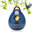 Kimdio Birdhouse Ceramic Hanging Birdhouses Bird Hut Hanging Outdoor Birdhouse for Wild Birds, Finch, Cardinal, and Bluebird - Blue
