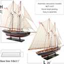NAUTIMALL 26" Wooden Sailboat Model Sailing Yacht Bluenose Schooner Ship Scale Replica Nautical Home Decor Display Collection Watercraft (26")