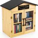 Sino Salected Outdoor Little Library, Outdoor Book Box Storage, Solid Pine Wood with Waterproof Coating & Rust-Proof Hardware for Community, Sharing Books, Flyers, Newspapers, Food and Art