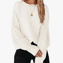 Women's 2025 Fall Long Sleeve Crew Neck Solid Color Cable Knit Chunky Casual Oversized Pullover Sweater Tops, Size 2XL