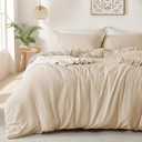 MILDLY Super Soft Duvet Cover - 100% Washed Microfiber Light Khaki Comforter Cover Set 3 Pieces with Zipper Closure & Corner Ties (No Comforter)