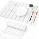 Bowl Drying Mat, Kitchen Countertop Stone Bowl Drying Mat, 24 '(Length) X 16' (Width) Fast Anti Slip Fast Drying Stone Bath Mat, White Shower Stone Bath Mat