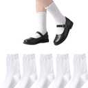 Marchare Girls Ruffle Socks White Dressy Socks School Uniform Sock Heart Bow Design For Girl (White)
