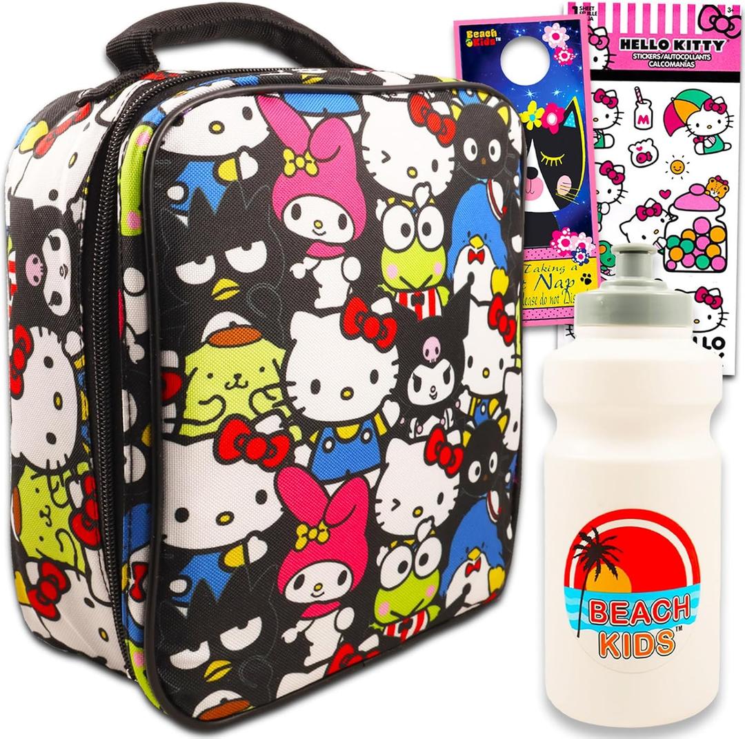 Hello Kitty Lunch Box Set for Girls - Bundle with Hello Kitty Lunch Bag Plus Water Bottle, Stickers, More | Hello Kitty and Friends Lunch Box
