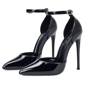 Elisabet Tang High Heels, Women Pumps D'Orsay Ankle Strap Pointed Toe Stiletto Heels Party Wedding Shoes Black Size 8.5