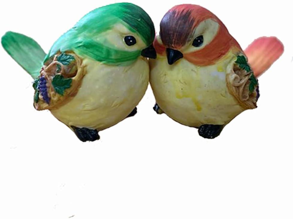Colorful Bird Figurines Home Garden Bird Statue Decor (2pcs B)