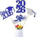 24Pcs 2026 Graduation Table Centerpiece Sticks Blue and Silver 2026 Graduation Centerpieces for Tables 2026 Class of 2026 Graduation Party Table Decorations Blue and Silver
