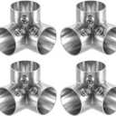 uxcell 4Pcs 90 Degree 3-Way Elbow Pipe Fitting Connector, Fit 1 Inch(25mm) OD Pipe Stainless Steel Structural Pipe Connector Chain Link Fence Clamp