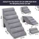 Dog Stair for High Beds 32 inches Tall, 33D Foam Dog Ramp for Bed 32 inches, 7-Step Pet Stair Steps for Small Large Dogs for Bedsides Climbing, Non-Slip Doggie Steps for Older Dogs/Cats, Grey
