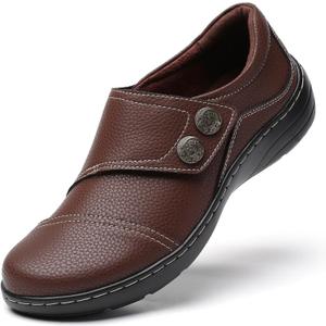 Women's Penny Loafers & Slip-ons Shoes Ladies Business Dressy Casual Flats Leather Driving Moccasins Comfortable Work Walking Shoes (6, Brown)