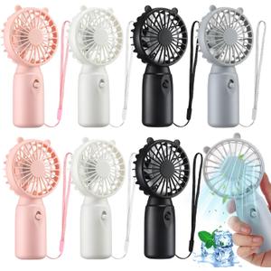 Glooglitter 8 Pcs Mini Portable Fans Bulk Handheld Battery Operated Fan with Lanyard, Cooling Lightweight Pocket Personal Fans for Wedding Birthday Summer Outdoor Use (White Black Gray Pink)