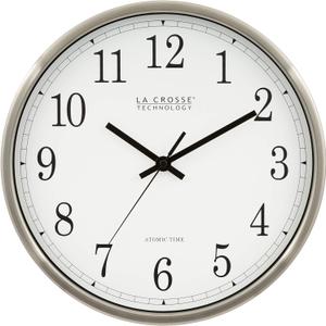 La Crosse Technology 12 Inch Atomic Analog Wall Clock, Aluminum (WT-3126B)