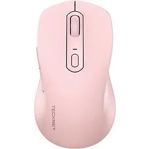 TECKNET Bluetooth Mouse, [ USB + BT1 + BT2 ] Wireless Mouse for Laptop, Silent Click, FullSize, 4800 DPI Computer Mice Wireless, Dual Mode for Laptop, Computer, iPad, MacBook