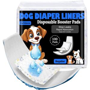 Dog Diaper Liners Booster Pads for Male and Female Dogs, 100ct, Super Absorbent Disposable Belly Band Liners for Male Dogs fit Most Types of Dog Diapers,Wraps (Regular)